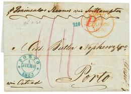 987 "RUSSIA To PORTUGAL" : 1855 PORTO + Tax Marking On Entire Letter From RIGA To PORTUGAL. Superb. - Altri & Non Classificati