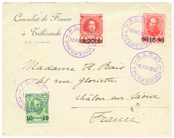 995 1913 10p + 15p + 20p Canc. ROPIT TREBIZONDE On Cover (FRENCH CONSULATE) To FRANCE. Scarce. Superb. - Levant