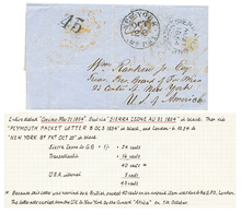 1007 SPANISH GUINEA - PRECURSOR : 1854 SIERRA-LEONE + "45" Tax Marking On Entire Letter From "CORISCO" To NEW-YORK (USA) - Altri & Non Classificati