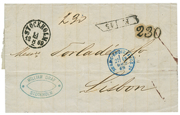 1012 SWEDEN : 1869 STOCKHOLM + Rare Exchange Marking F./45 + "230" Tax Marking On Entire Letter From STOCKHOLM To LISBON - Autres & Non Classés