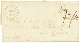1027 1840 QUEENSTON U.C + NEW-YORK On Entire Letter "LEOGAN ST JAMES JAMAICA" To Upper CANADA. Vvf. - Altri & Non Classificati