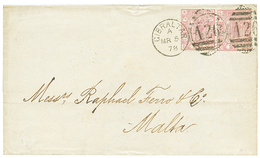 1047 1878 GB Pair 2 1/2d Rose Canc. A26 + GIBRALTAR On Cover To MALTA. Nice Destination. Superb. - Sonstige & Ohne Zuordnung