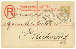 1051 1896 1 PESETA Canc. REGISTERED GIBRALTAR On REGISTERED LETTER To RICHMOND (USA). Superb. - Autres & Non Classés