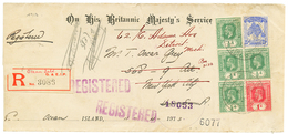 1054 1913 Rare Mixed Issue Franking On REGISTERED Envelope From OCEAN ISLAND To USA. Vvf. - Other & Unclassified