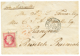 1063 "Incoming Mail To BURMA" : 1868 FRANCE 80c On Envelope From PARIS To RANGOON BRITISH BURMA. Recto, Red Cachet RANGO - Other & Unclassified