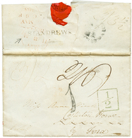 1068 1832 Boxed 1/2 + "1" Tax Marking On Entire Letter From JAMAICA To ST ANDREW Redirected To FORD. Vf. - Other & Unclassified