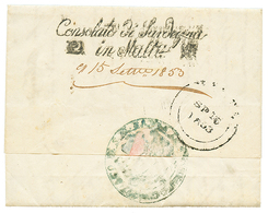 1084 1853 Forwarding Agent Cachet CONSOLATE DI SARDEGNA/IN MALTA + MALTA On Reverse Of Entire Letter From MESSINA To ALE - Altri & Non Classificati