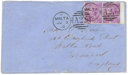 1087 1870 Pair 6d (pl. 8) Canc. A25 + MALTA On Envelope To ENGLAND. Superb. - Altri & Non Classificati