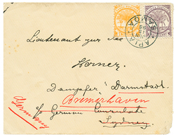 1098 SAMOA - DAVIS POST : 1895 1/2p + 2d Canc. APIA SAMOA On Envelope To "DAMPFER DARMSTADT" C/o German CONSULATE SYDNEY - Altri & Non Classificati