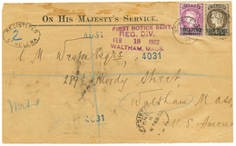 1106 1902 3d On 6d+ 4d On 6d Canc. ST HELENA On REGISTERED Cover To USA. Vf. - Autres & Non Classés