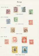 1119 TONGA - Study Of Cancelations : Collection Of 172 Classic Stamps On Exhibition Pages With Small P.O, Maritime & FOR - Other & Unclassified