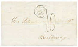 1145 COLOMBIA : 1869 French Cachet STE MARTHE + "10" Tax Marking On Entire Letter To FRANCE. Vvf. - Colombie