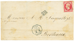 1146 CUBA - French Mail : 1863 FRANCE 80c(n°17) With Large Margins Canc. Anchor + Very Rare Cds CUBA LOUISIANE On Cover( - Other & Unclassified