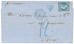 1147 CUBA - French Mail : 1876 FRANCE 20c Canc. By Manuscript Crayon + "T" Tax Marking + SANTIAGO-DE-CUBA + 12 Tax Marki - Andere & Zonder Classificatie