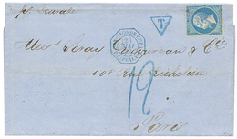 1147 CUBA - French Mail : 1876 FRANCE 20c Canc. By Manuscript Crayon + "T" Tax Marking + SANTIAGO-DE-CUBA + 12 Tax Marki - Autres & Non Classés