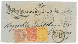 1151 1874 EGYPT 10p + 1P+ 2P Canc. CAIRO + British Cds SUEZ + P.D On Envelope To BOMBAY INDIA. Superb. - Autres & Non Classés