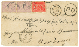 1152 1877 10p Mauve(x2) + 1P Canc. CAIRO + British Cds SUEZ + Large Pd On Envelope To INDIA. Vvf. - Autres & Non Classés