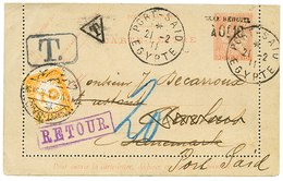 1159 1911 French P.O PORT-SAID Postal Stationery Overprint TAXE REDUITE 0f10 Canc. PORT-SAID EGYPTE To DENMARK Redirecte - Andere & Zonder Classificatie