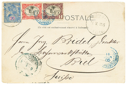 1164 1905 ETHIOPIA 20 On 2g Canc. ADIS-ABEBA + SOMALI COAST 1c+ 10c Canc. DJIBOUTI On Card To SWITZERLAND. Vf. - Etiopia