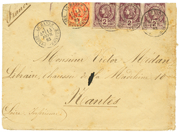 1165 1883 HAITI First Issue 1c + 2c(x3) Canc. French Cachet LE HAVRE SEINE INFERIEURE On Envelope To FRANCE. Stamps Defe - Haïti