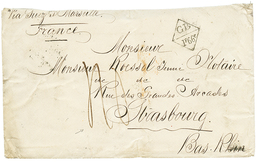 1166 1868 GB/1F66c + Taxe 40 (rare) On Envelope To FRANCE. Verso, Superb Blue Cds HONG-KONG. Vf. - Altri & Non Classificati