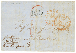 1183 1845 JAMAICA SHIP LETTER + "1/4" Tax Marking On Entire Letter From NEW YORK To JAMAICA. Superb. - Other & Unclassified