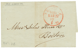 1188 1847 NEW YORK/SHIP/7cts Red On Entire Letter From GIBRALTAR To BOSTON. Vvf. - Other & Unclassified