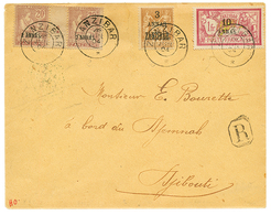 1201 1904 Pair Inter-panneau 2a On 20c + 3a On 30c+ 10a On 1F "MERSON" Canc. ZANZIBAR On REGISTERED Envelope To DJIBOUTI - Zanzibar (...-1963)