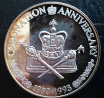 Turks And Caicos Islands 20 CROWNS 1997 SILVER PROOF "40th Anniversary Of Coronation" Free Shipping Via Registered - Turks & Caicos (Îles)