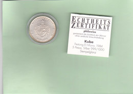 Münze Kuba, 5 Pesos, 1984, Festung El Morro, Silber 999/1000, Stempelglanz - Cuba
