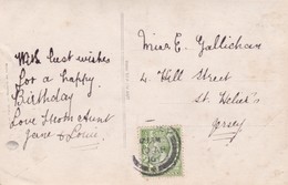 Postcard Genealogy To Miss Gallicham Hill Street St Helier Jersey PU 1916 By Levy Fils Paris My Ref  B11821 - Genealogia