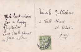 Postcard Genealogy To Miss Gallicham Hill Street St Helier Jersey PU 1916 By Levy Fils Paris My Ref  B11821 - Genealogie