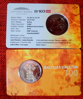 LATVIA LETTLAND , LETTONIA  2018 2 EURO 100 Jahrestag Der Baltischen Staaten COIN  IN COIN CARD - Lettonie