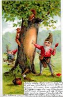 CPA Gnomes Lutin Nain Gnome Circulé écureuil - Märchen, Sagen & Legenden