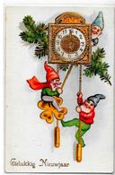 CPA Gnomes Lutin Nain Gnome Circulé Gaufré Horloge Pendule - Märchen, Sagen & Legenden