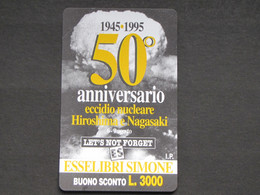 ITALIA TELECOM - 3313 C&C 220 GOLDEN - PRIVATE PUBBLICHE - SIMONE 50° HIROSHIMA E NAGASAKI - NUOVA - Privées - Hommages