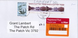 Australia 2018 Tasmanian Wilderness 45c Pair On Domestic Registered Envelope - Storia Postale