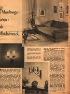 Beleuchtungskörper Als Wandschmuck  / Artikel, Entnommen Aus Zeitschrift / 1937 - Empaques