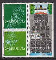Sweden 2001 MNH Scott #2413 Booklet Pane Of 4 7k Waterways, Canal EUROPA - Unused Stamps