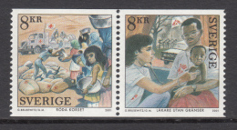 Sweden 2001 MNH Scott #2418 Se-tenant Pair 8k Doctors Without Borders, Red Cross Nobel Prizes - Unused Stamps