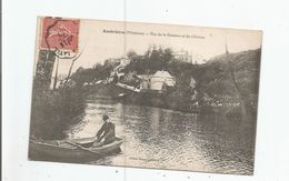 AMBRIERES (MAYENNE) VUE DE LA VARENNE ET DU CHATEAU 1907 (HOMME SUR BARQUE) - Ambrieres Les Vallees