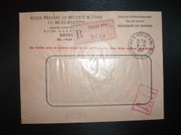 LR AR Dispense D'Affranchissement OBL.8-9-1967 29 N BREST PPAL + CAISSE PRIMAIRE DE SECURITE SOCIALE DU NORD FINISTERE - Postal Rates