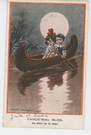 ENFANTS - Jolie Carte Fantaisie Enfants Dans Canoë Au Clair De Lune "CANOE BIAL BLISS " Signée FRED SPURGIN - Spurgin, Fred