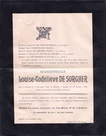 DOODSBRIEF - LETTRE DE DECES ** OSTENDE - BRUGES - LOUISE DE SORGHER - 1822 - 1900 ** - Décès