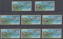 ISRAEL 2011 KLUSSENDORF ATM DOLPHIN TURTLE FISH FULL SET OF 8 STAMPS - Franking Labels