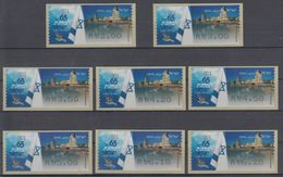 ISRAEL 2013 KLUSSENDORF ATM 65 YEARS TEL AVIV STAMP EXHIBITION FULL SET OF 8 STAMPS - Franking Labels