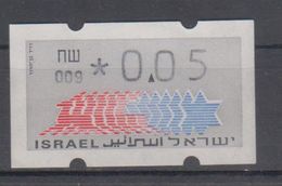 ISRAEL 1988 KLUSSENDORF ATM 0.05 SHEKELS NUMBER 009 WITH BACK NUMBER - Viñetas De Franqueo (Frama)