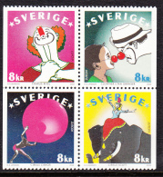 Sweden 2002 MNH Scott #2439 Booklet Pane Of 4 8k Clowns, Circus Performers EUROPA - Neufs