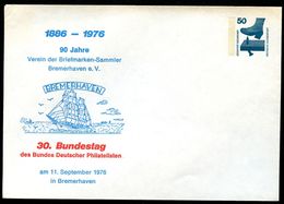 Bund PU65 D2/006 Privat-Umschlag SEGELSCHIFF BREMEHAVEN 1976  NGK 4,00 € - Enveloppes Privées - Neuves