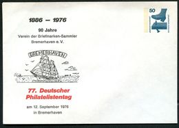 Bund PU65 D2/007 Privat-Umschlag SEGELSCHIFF BREMERHAVEN 1976  NGK 4,00 € - Privatumschläge - Ungebraucht